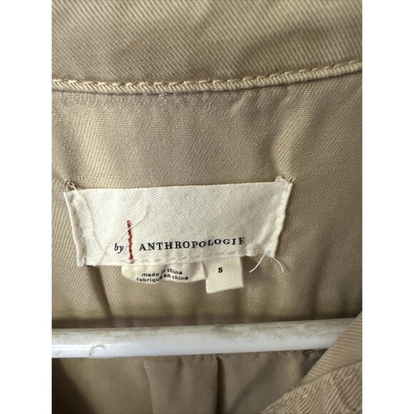 Anthropologie Tan Utility Romper Shorts Collared Zip Pockets Jumpsuit Size Small - Picture 4 of 8